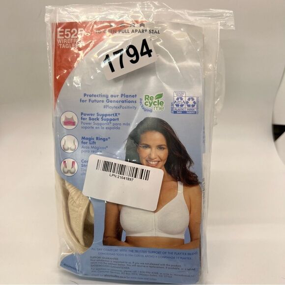 PLAYTEX 18 Hour White Posture Boost Front Closure Bra 40c light beige - Picture 4 of 4